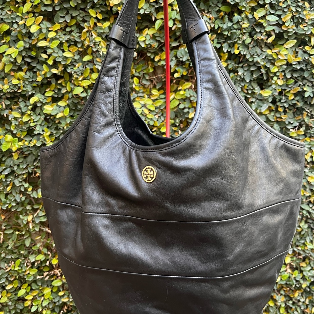 Tory Burch Black Leather Tote Bag